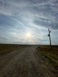 A lone road on the prairie 